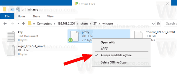 Fenster 10 Deaktivieren Sie immer offline verfügbar für Datei