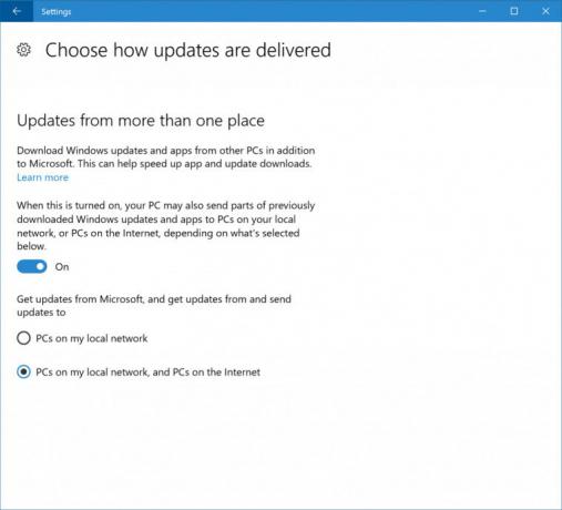 Ottimizzazione della consegna di Windows 10
