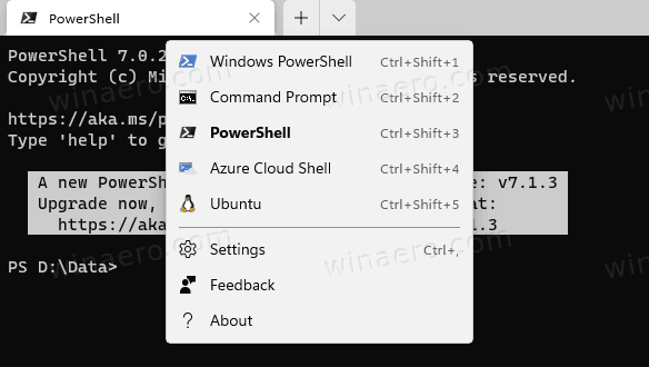 Profili Windows terminala u sustavu Windows 11