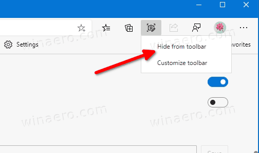 Fjern Web Capture Toolbar-knapp med høyreklikk