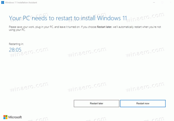A Windows 11 Installation Assistant PC újraindítása