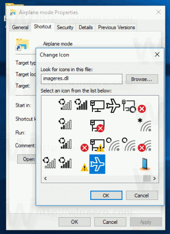 Windows 10 Flugzeugmodus-Verknüpfung Neues Symbol