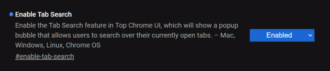 Chrome karogi Iespējot meklēšanu cilnē