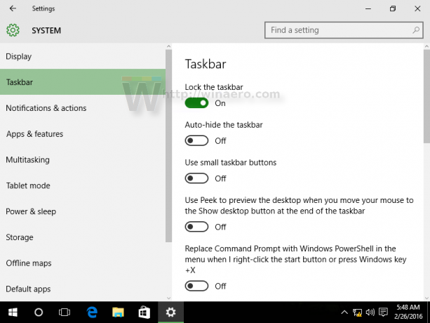 Bilah tugas pengaturan Windows 10 1