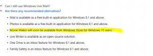 Microsoft, Windows Live Essentials 앱 제품군 중단