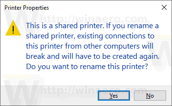 Windows 10 Nimetage jagatud printer ümber