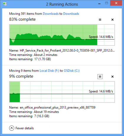 Windows 8.1 Másolás párbeszédpanel