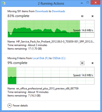 Windows 8.1 kopeerimise dialoog