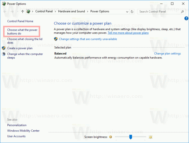 Elija lo que hacen los botones de encendido Windows 10