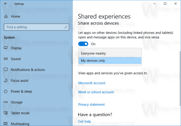 Windows 10 Gemeinsame Erfahrungen konfigurieren
