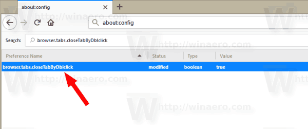 Firefox Активирайте затваряне на раздела с двойно щракване