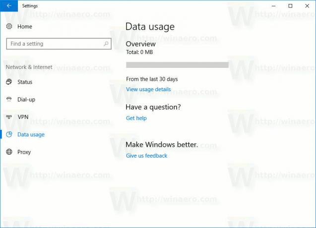 Windows 10 אפס את השימוש בנתוני רשת