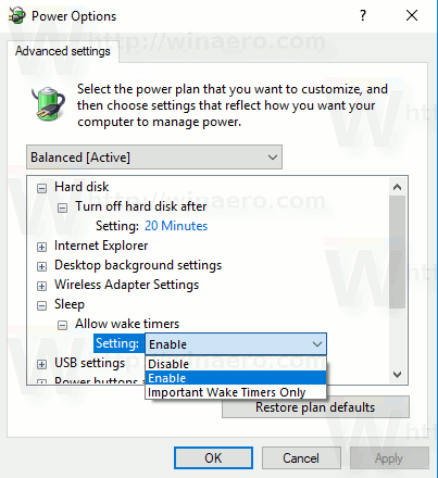 Windows 10 désactiver les minuteries de réveil