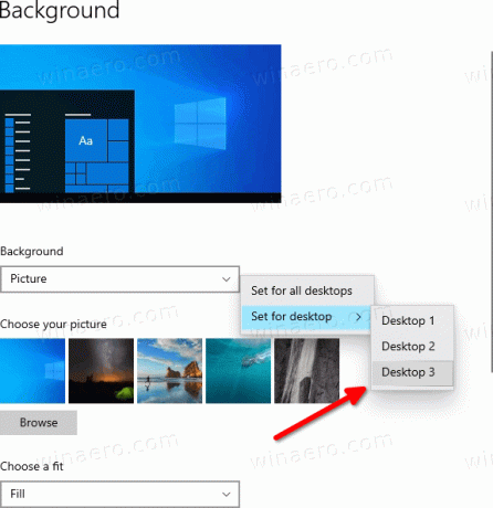 Virtuaalse töölaua taustapildi muutmine Windows 10-s