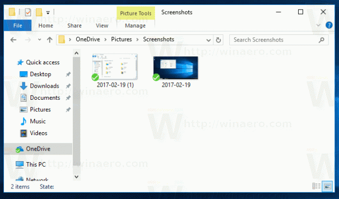 Captures d'écran enregistrées dans OneDrive sous Windows 10