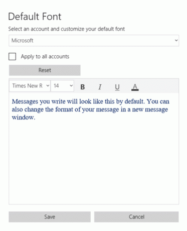 A Mail App alapértelmezett betűtípusa