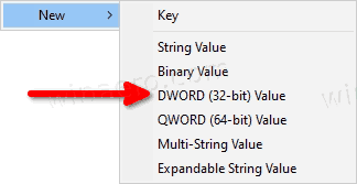 Vytvorte nový 32-bitový Dword