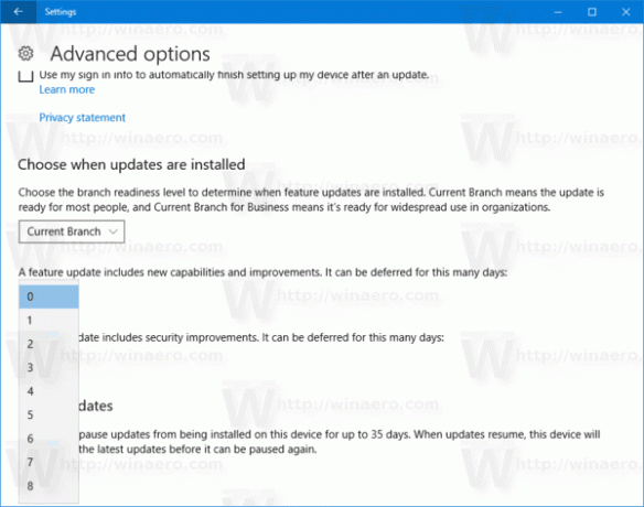Aktualizacja funkcji odroczenia systemu Windows 10
