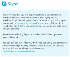 2017年7月以降、Windows RT、電話、テレビでSkypeが停止