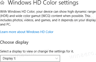 Windows 10 WindowsHDカラーディスプレイ