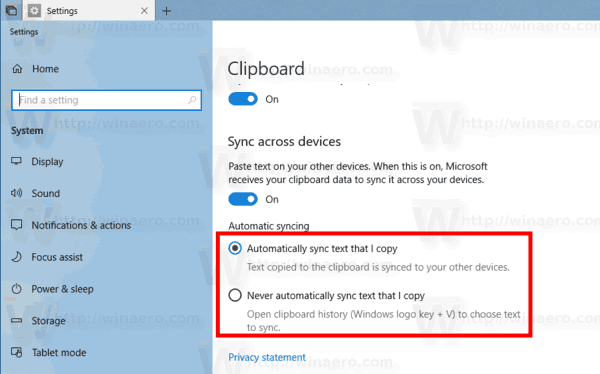 Windows 10 Sync Presse-papiers automatiquement