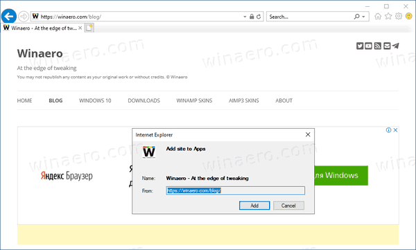 विंडोज़ 10 इंटरनेट एक्सप्लोरर ऐप को शुरू करने के लिए पेज जोड़ें