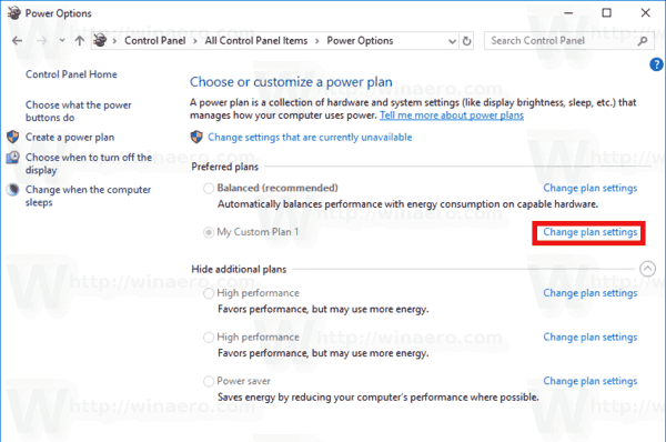 Crear plan de energía 4 de Windows 10