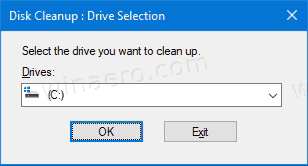 Cleanmgr डिस्क का चयन करें