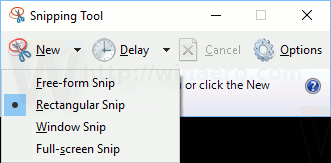 Snipping Tool ประเภทการจับภาพ