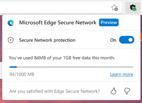 Limits für die Datennutzung von Microsoft Edge Secure Network