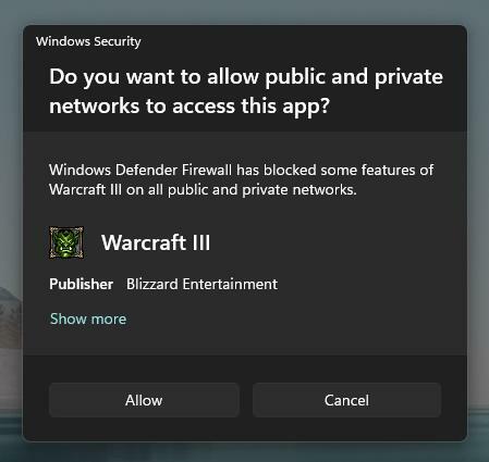 Диалогов прозорец за нова защитна стена на Windows 11 2