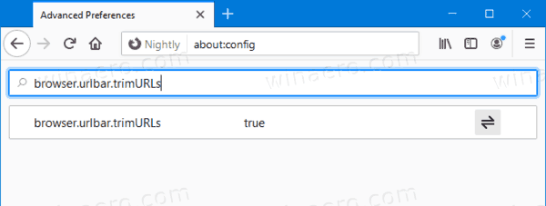 Adresy URL prehliadača Firefox.urlbar.trim