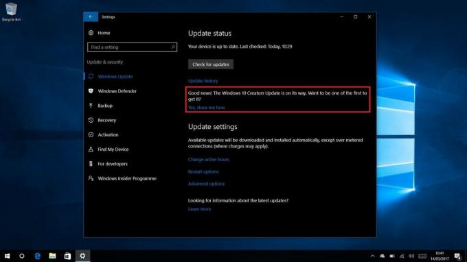 Windows 10Creatorsは設定でティーザーを更新します