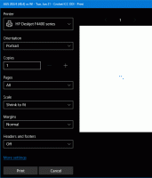 Nahraďte dialogové okno Windows 10 Metro Print dialogem z Windows 8