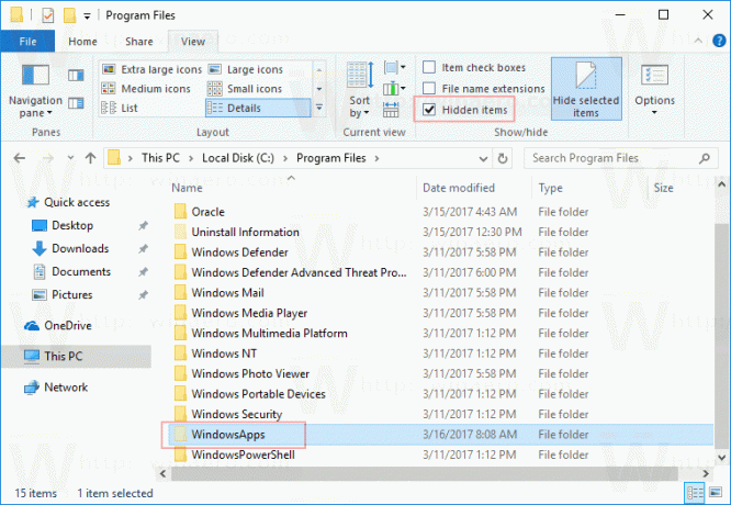 Faceți WindowsApps vizibile în Windows 10