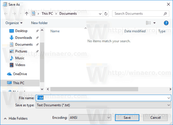 Modern dialoogvenster voor opslaan Windows 10 