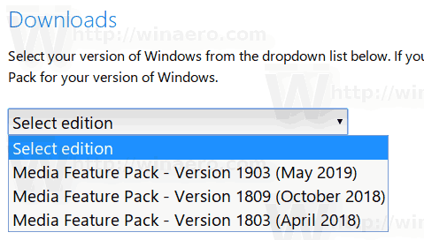 Télécharger le pack de fonctionnalités multimédias pour Windows 10 version 1903 1