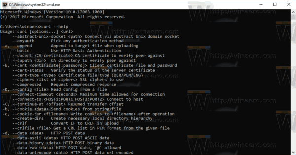 Pomoč za Curl Windows 10
