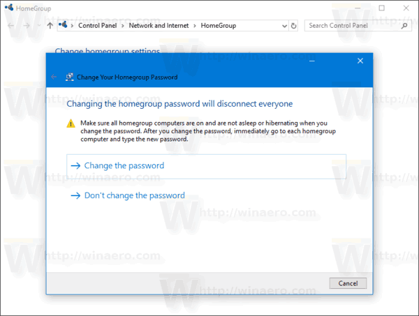 HomeGroup Change Password Wizard