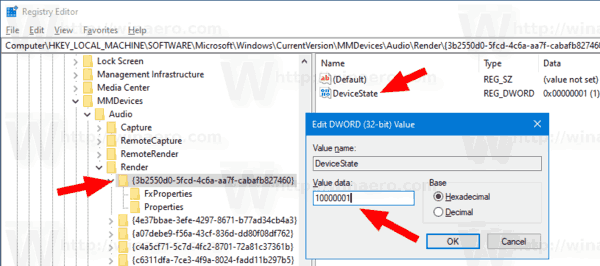 „Windows 10“ registro garso įrenginiai 3
