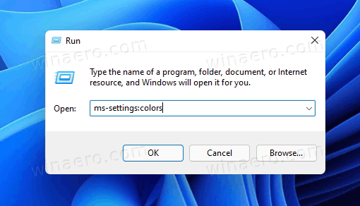 Windows 11 ms-sätted Käsud dialoogiaknas Käivita