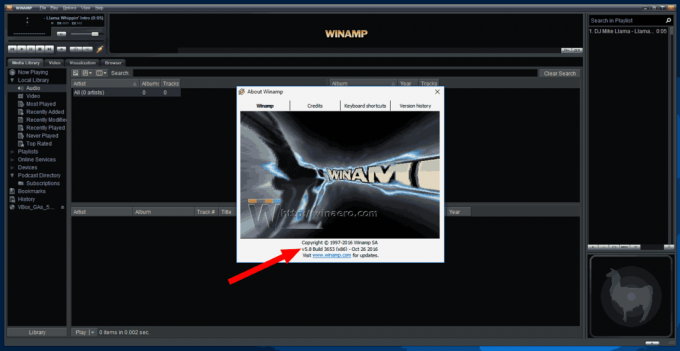 Winamp 5.8 Beta v systéme Windows 10 