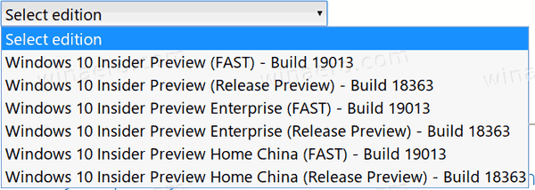 ISOs do Windows 10 Build 19013