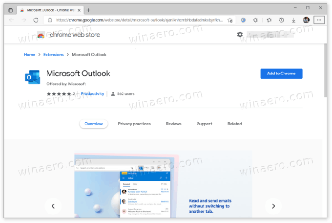 Microsoft Outlook Chrome Web Storessa