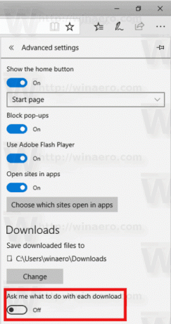 Deaktiver Edge-downloadprompt i Windows 10