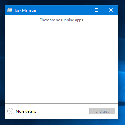 Einfache Ansicht des Windows 10-Task-Managers