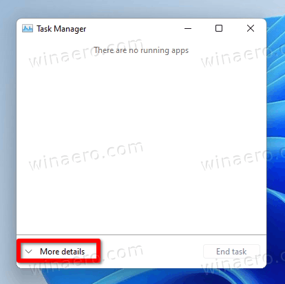 Windows 11 Task Manager Link til flere detaljer