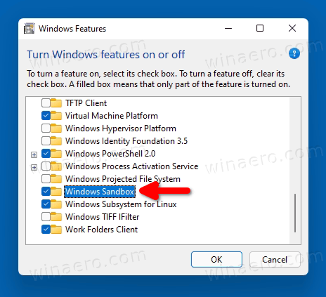 ჩართეთ Windows Sandbox Windows 11-ზე