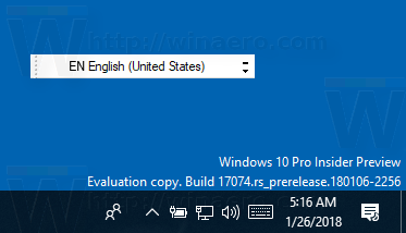 Windows 10:n kelluva kielipalkki