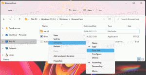 „Windows 11 File Explorer“ yra sugrupuota pagal bendrą dydį
